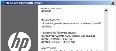 MediaTek RZ717 Bluetooth Adapter Driver 1.1146.0.586