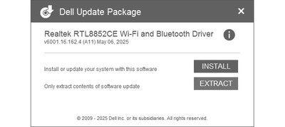 Realtek RTL8852CE Wireless LAN 802.11ax Driver 6001.16.162.4
