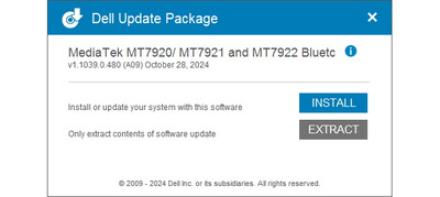 MediaTek Bluetooth MT7922 Driver version 1.1039.0.480