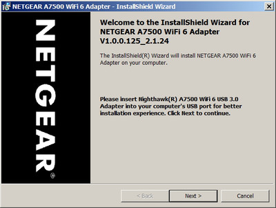 Mediatek / NETGEAR A7500 WiFi 6 adapter Driver 1.0.0.125