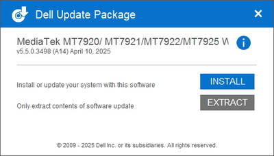 MediaTek / AMD RZ717 WiFi 7 160MHz Driver 5.5.0.3498