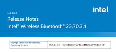 Intel Wireless Bluetooth Adapter Driver 23.70.3.1