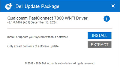 Qualcomm FastConnect 7800 Wi-Fi 7 WLAN Card Driver 3.1.0.1407