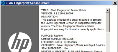 ELAN WBF Fingerprint Driver 3.2.12401.10604