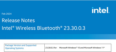 Intel Wireless Bluetooth Adapter Driver 23.30.0.3
